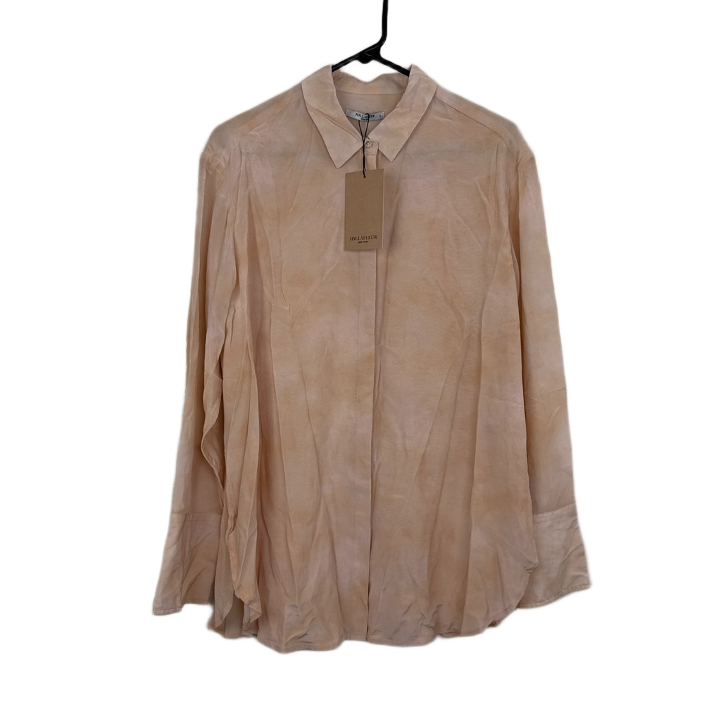 MM.LaFleur Blake Shirt Womens Large Ballet Brushstroke Silk Long Sleeve NWT